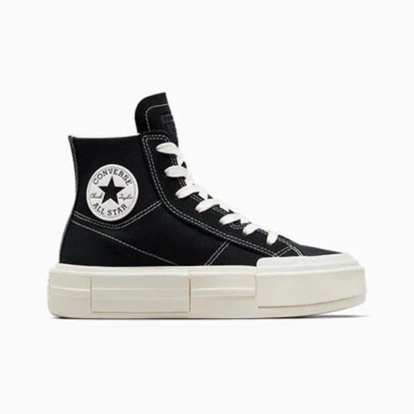 Converse Black and White High-Top Platform Sneakers - Picture 3 of 5